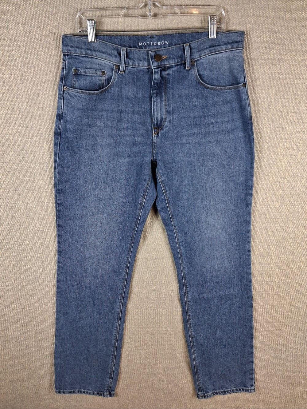 Mott And Bow Straight Jeans Mens 33x32 Blue Denim Classic 5-Pocket Medium Wash